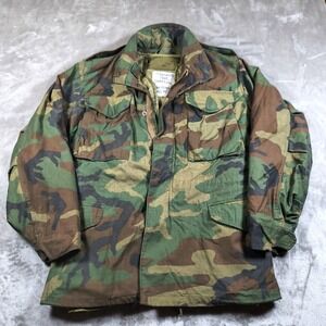 USMC Field Jacket Mens Small Regular Woodland Camo Cold Weather Quilted Liner